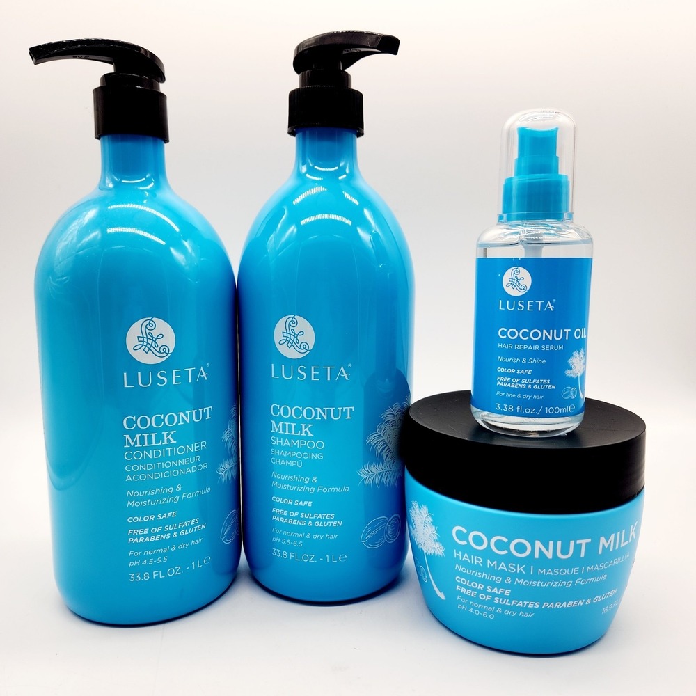 Luseta‎ Coconut Milk Shampoo Conditioner Mask & Oil Serum 4-Pack Hair Care Set